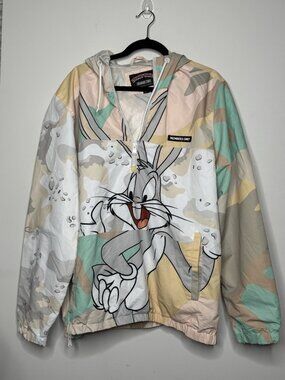 MEMBERS ONLY LOONEY TUNES Hoodie Jacket Men’s XXL Bugs Bunny Windbreaker 2000s